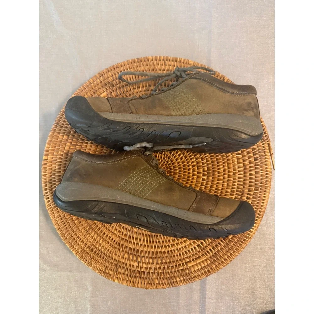 KEEN Presidio‎ Mens Brown Leather Lace Up Walking Shoes Low Top Oxfords